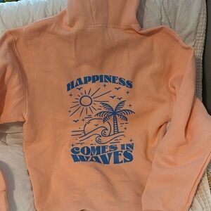 Peach Graphic Hoodie - Happiness Comes in Waves